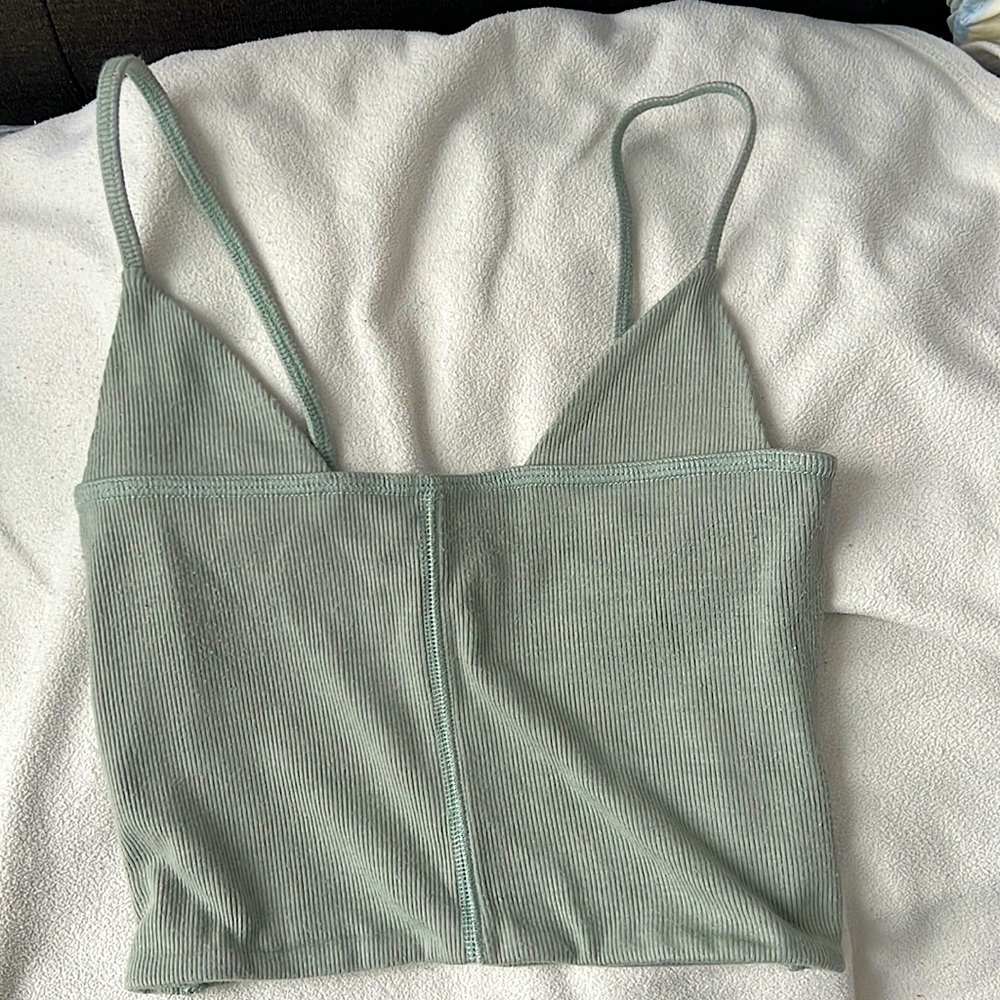 Joah Brown Triangle Cut Cami in Sage flex rib